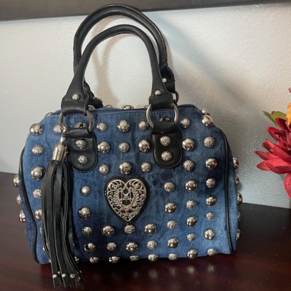 Satchel denim with bedazzled bling